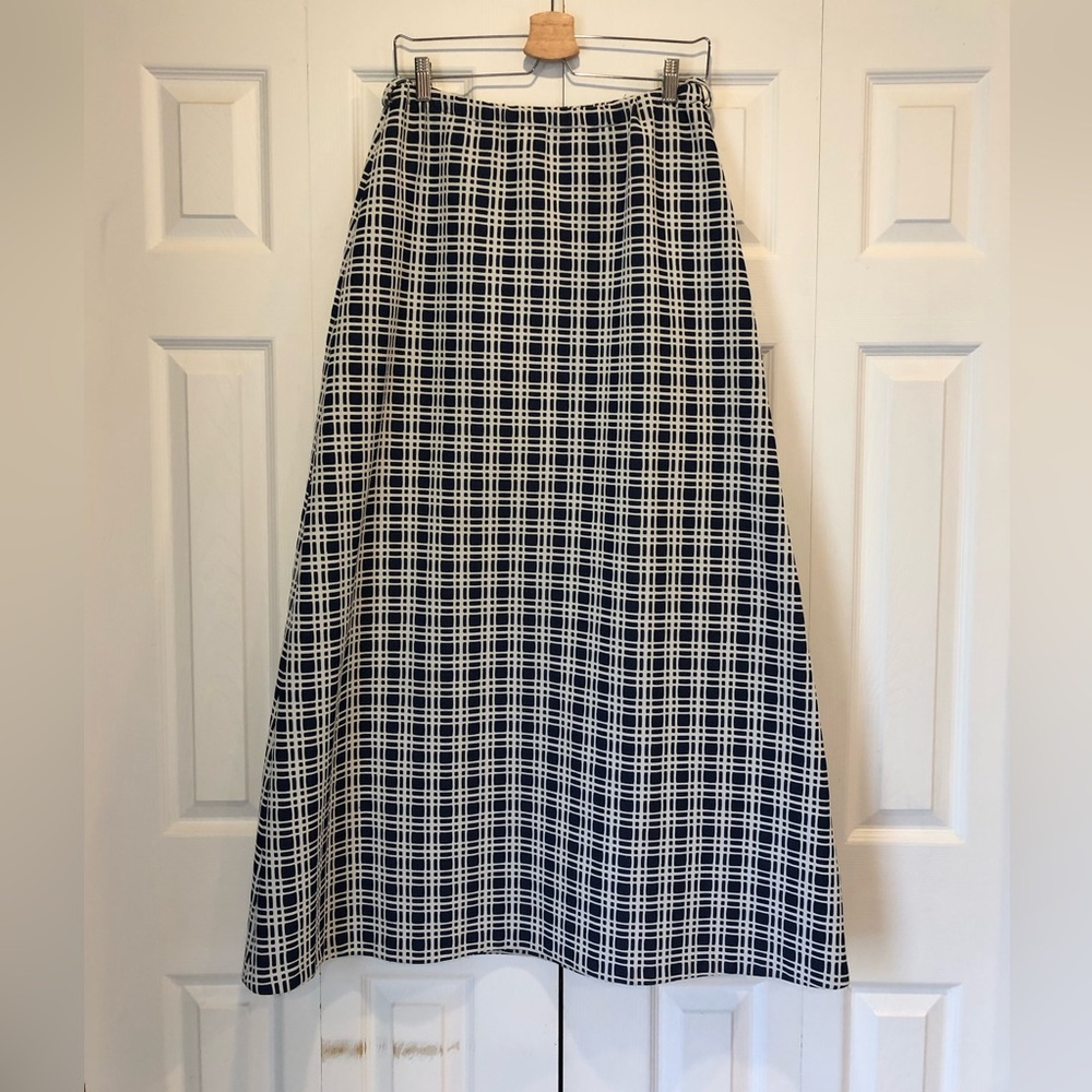 Vintage Navy and White Plaid Skirt